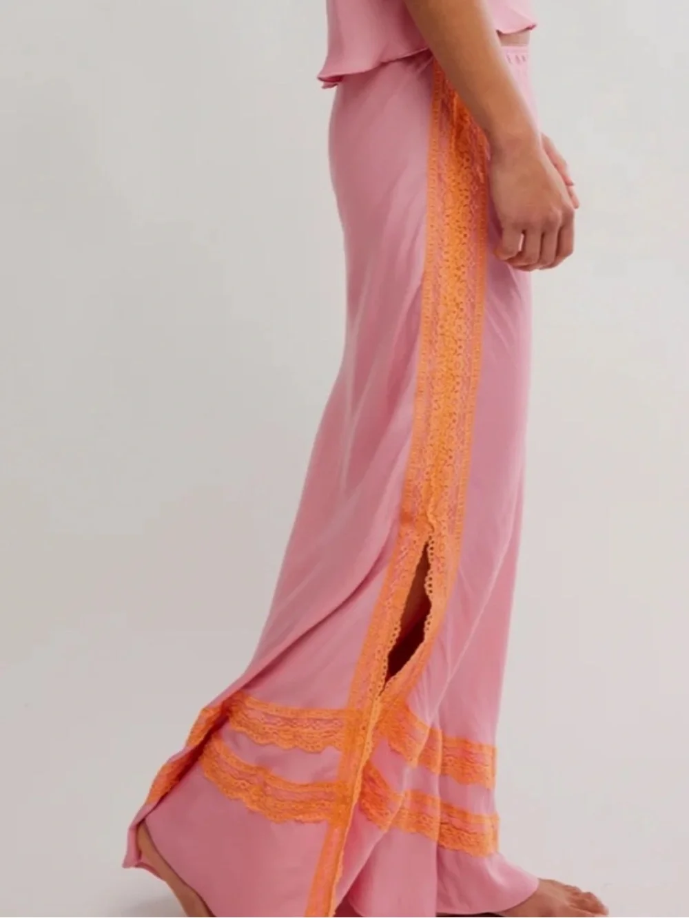 🆕 Intimately Maxi Skirt Lace Set Lingerie Slip Camisole neon WISH YOU WERE HERE